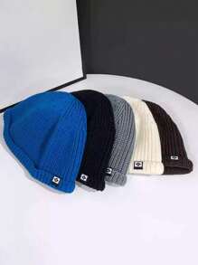 1 Stück Herren gestrickte Mütze mit Buchstickerei, lässige Streetwear Beanie Mütze
