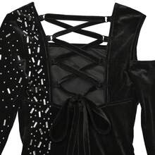 Long Sleeve Fringe Dress Women Fall Elegant Bodycon Black Maxi Dress For Club Party Evening Occasion - Black - View 6