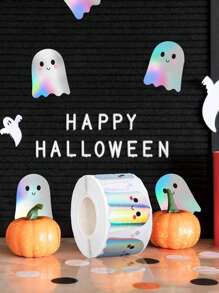 500pcs Cute Boo Ghost,Pumpkin, Stickers Roll - Holographic Waterproof Self-Adhesive Decals For Halloween, Envelopes, Journals & Party Decorations, Assorted Colors, Halloween Decorations, Playful Design, Waterproof Decals,Two Styles To Choose From
