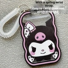 Sanrio Funda transparente suave y adorable de Kuromi para tarjeta de campus, tarjeta de estudiante, tarjeta de comida, tarjeta de acceso, tarjeta de autobús con cordón colgante, para hombre y mujer, útiles escolares, de vuelta al colegio
