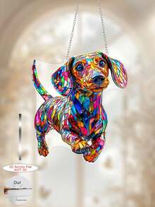 1 件亚克力腊肠犬窗饰 - 彩色塑料亚克力腊肠犬捕光器，动物主题墙饰，卧室、厨房、户外花园家居装饰，爱狗人士的乔迁礼物