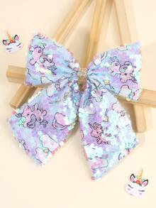 1pc Gradient Color Hair Bow Clip,Girls Cute Unicorn Sequins Bow Hair Clip Elegant Fashion Hair Accessory For Women Party Hair Accessory, Claw Clips, Hair Claws, Clips For Hair, Hair Slide, Hair Barrettes, School Stuff - Multicolor - View 2