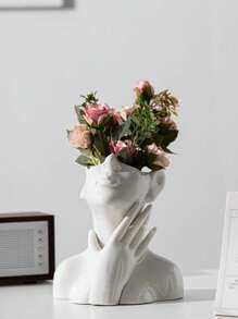 1pc Gold Resin Flower Vase, For Decoration, Flower Arrangement, Beauty Tool & Stationery Storage, Modern Simple Vase, Suitable For Home Decor, Living Room Tabletop