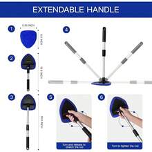 11pcs Auto Windshield Cleaning Kit With 6 Reusable Microfiber Pads, 2 Spray Bottles, Extendable Handles - Green, Popular Auto Cleaning Essential - Blue & Green - 查看 3