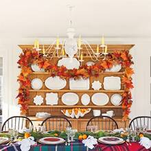 68.89 Feet Fall Leaf Garland - Artificial Maple Leaves Hanging Vines With Realistic Autumn Colors, Perfect For Thanksgiving, Halloween, Wedding, Christmas,Fireplace, Party, Porch& Home Decor - Durable & Weather- For Indoor/Outdoor Seasonal Decoration - Burnt Orange - View 10