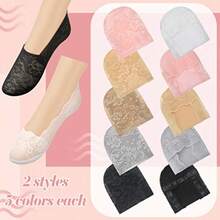 10 Pairs Lace Ankle Socks Women's Lace No Show Socks Ruffle Low Cut Non Slip Casual For Summer Women Low Cut - as pic - View 5