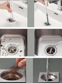 1pc Flexible Drain Cleaning Brush, Flexible Pipe Drain Brush, Flexible Sink & Drain Cleaning Brush, Drainage Cleaning Equipment, Bathroom Accessory Drain Unclogging Tool, Sink Overflow Cleaning Brush, Household Drain Hair Catcher, Sewer Dredge Hair Clog Remover,