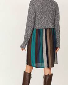 Boho Retro Gingham Red Blue Yellow Square Neck Sleeveless Ruffle Dress - Navy - View 2