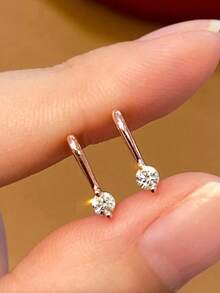 一对优雅的立方氧化锆水滴耳环，适合青少年佩戴，可作为日常装饰、派对首饰或生日礼物。 - 2# - 查看 1