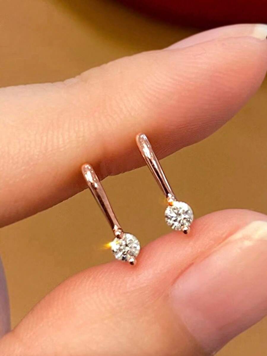 一对优雅的立方氧化锆水滴耳环，适合青少年佩戴，可作为日常装饰、派对首饰或生日礼物。 - 2# - 查看 1