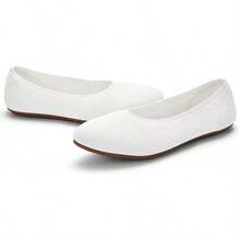 Poemlady Women's Ballet Flat Shoes Dress Knit Round Toe Slip On Ballerina Walking Flats Shoes For Woman Casual Comfort SoftChristmas - B/Trắng - Xem 5