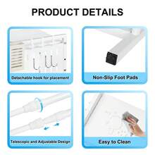 Extendable Microwave Shelf With Hooks, Microwave Stand, Kitchen Storage Rack -42-68*36*46 Cm - White - View 7