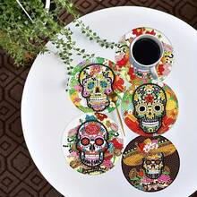 全新 DIY 钻石画，全钻水钻杯垫/装饰品，适用于客厅/卧室，适合作为万圣节礼物 - 彩色 - 查看 6