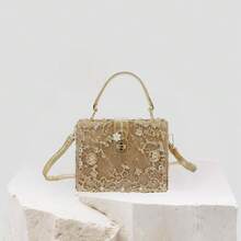 Women Evening Clutch Acrylic Square Bag Rhinestones Shoulder Bag Crossbody Bag Handbag - Gold - View 1