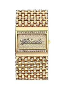 1 件奢华女士石英表，带水晶装饰，优雅方形表盘，适合日常休闲、度假、派对场合、礼物 - 彩色 - 查看 13