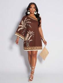 AIJ Robe décontractée à imprimé forêt tropicale et à franges pour femmes Amarilo, convient pour les trajets quotidiens et les vacances, nouvelle robe à imprimé floral pour le printemps/été