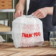 Thank You Bags, 200 Pcs, White Plastic, 11.5X6.5x22, Retail Shopping & Merchandising Bags - trắng - Xem 3