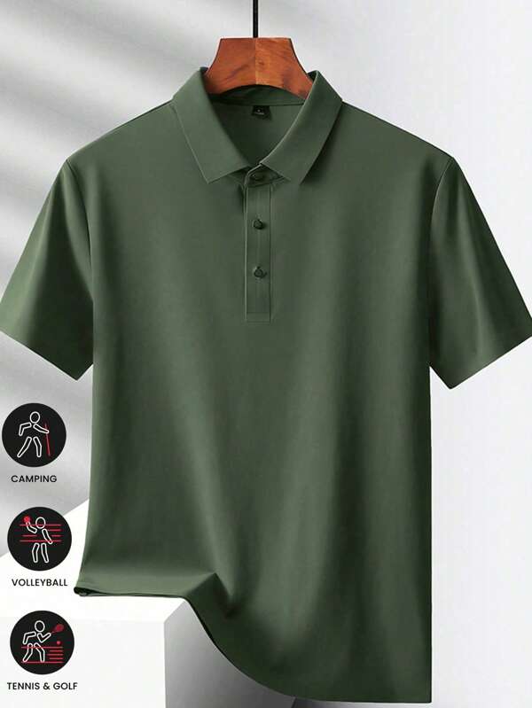 Boyfriend Style Men's Solid Color Ice Silk Polo Shirt/T-Shirt, 1pc