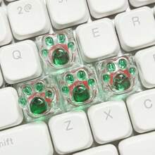 4pcs Cute Handcrafted, Translucent Pink Cat Paw Keycaps, Suitable For Custom Mechanical Keyboards - ABS Resin, Business Style, OEM Height