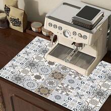 Anti-Slip Absorbent Kitchen Mat - Counter Protector, Diatomite, Floral Pattern, Machine Washable, Drying Mat For Coffee Maker, Sink, Holiday Decor (Halloween/Christmas/Valentine's Day), Coffee Maker Mat | Quilted Pattern Mat | Absorbent Mat, Halloween Gifts - Multicolor - View 4