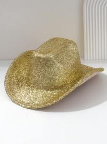 1pc Unisex Rhinestone Tassel Fringed Shiny Cowboy Hat, Creative Punk Style Wide Brim Hat, Suitable As Bridesmaid/Bride Hat, Great For Parties, Western Themed Events, Gatherings, Engagement Parties, Cosplay, Graduations, Masquerade Balls, Festivals, Weddings, Birthdays, Music Festivals, Coming Of Age Ceremonies