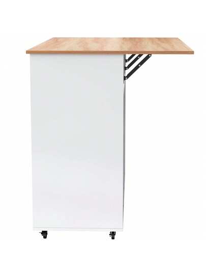 Kitchen Isl Sideboard Marble Effect Worktop, Extendable Tabletop Storage Space, Serving Trolley Wheels Drawers, Ideal Dining Room view 9