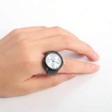 Simple Fashion Large Digital Dial Dial Elastic Strap Hand Ring Watch - 黑色 - 查看 5