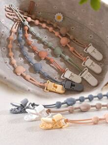 3pcs Baby Bear Design Anti-Lost Hanging Strap, Silicone Leash Clip Suitable For Bottles, Pacifiers, Teethers, Toys, Portable Baby Anti-Drop Chain