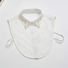 1 件女士多功能可拆卸黑白仿珍珠饰边项圈，百搭经典配饰