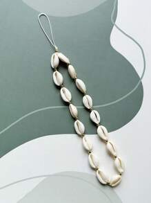 Cadena para teléfono con estilo marino de estrella de mar y concha de tortuga, pulsera decorativa con cuentas, cordón para llavero, ornamento de cordón