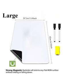 Convenient Magnetic Dry Erase Fridge Calendar - Comes With 2 Free Markers And 1 Magnetic Whiteboard Eraser, Perfect For Kitchen Organization And Office - White - View 12