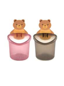 2 件免钉小熊架子壁挂式牙刷牙膏杯香皂梳浴室收纳整理架 - 彩色 - 查看 14