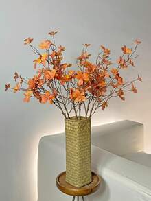 MEHELANY 1 件 2.4 英尺人造橙色秋叶，人造桉树枝带茎，秋季树叶，适用于家居、婚礼中心装饰、感恩节、丰收节、秋季装饰、派对用品、客厅、卧室、花园、万圣节、生日、礼物