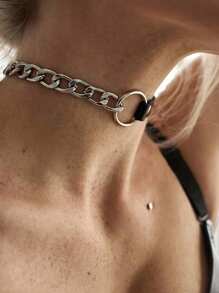 1 Stück Punk Goth Rock Stil PU Leder Choker Halskette, Gothic Kragen Halskette Accessoire