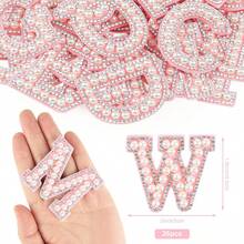 Miếng dán đính đá pha lê AB A-Z, thích hợp cho quần áo, nhãn dán đính đá ngọc trai, có thể may hoặc dán, nhãn dán tên tự làm. - Hồng - Xem 4