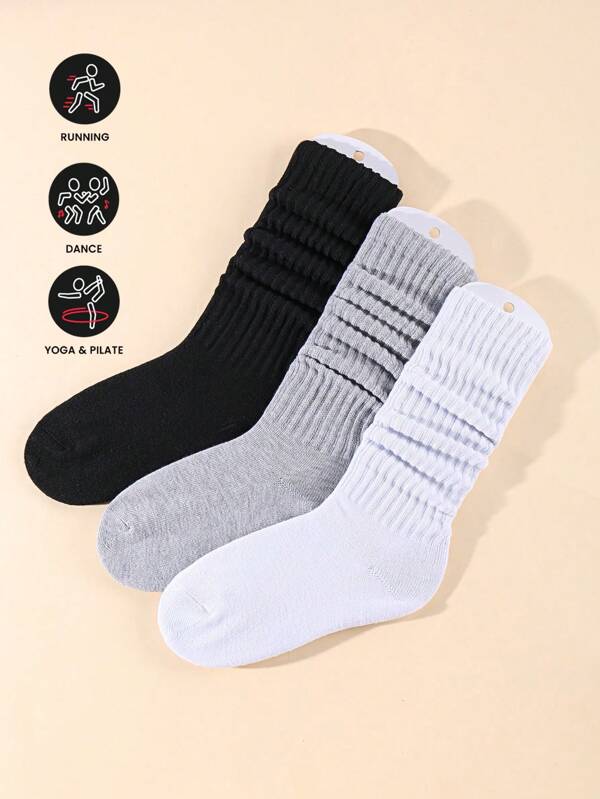 6 Pairs Of Solid Color Women's Woolen Socks (Without Sock Card)