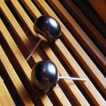 1 Pair 9-9.5mm Natural Freshwater Pearl S925 Silver Stud Earrings - Black - View 6
