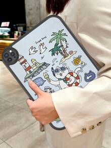 Kỳ nghỉ trên đảo nhiệt đới, Tận hưởng những ngày cuối hè - Tranh minh họa theo phong cách kỳ nghỉ | Ốp lưng máy tính bảng chống rơi, tích hợp lớp bảo vệ dày 360 độ cho máy tính bảng 10.9" thế hệ thứ 10, ốp bảo vệ bằng da di động cho máy tính bảng 10.2". - Nhiều màu - Xem 5