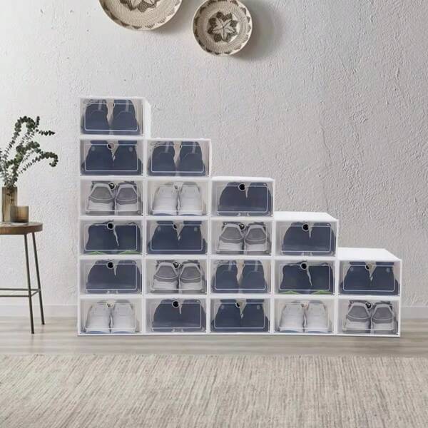 Caja de almacenamiento transparente para zapatos, con tapa abatible agrandada y reforzada, de estilo cajón, ahorra espacio, fácil de apilar, disponible en varios colores para cajas de almacenamiento de zapatos