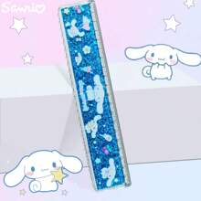 Sanrio قطعة واحدة مسطرة سانريو ذات نمط موجي من الغليتر السائل، مسطرة كرتونية جميلة بطول 20 سم (نمطين عشوائيين)