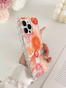 Dried Flowers And Dried Fruits Braided Wave Edge Minimalist High-End TPU Orange Seashell Painted Anti-Fall Phone Case Protective Cover With Handmade Beaded Bracelet Accessories, Compatible With IPhone 16/11/16pro/16plus/16promax/16e/15Promax/13/14/12/XS/XR/7G/8PXR /7/8, IPhone 15 Promax, IPhone 13, IPhone 14, IPhone 11, P12, X, IPhone 12/14 Painted TPU Anti-Fall Soft Case - Multicolor - View 4