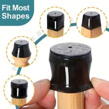 24pcs Black Silicone Felt Furniture Leg Pads With Gray Base - Non-Slip, Scratch-Free Furniture Covers For Hardwood Floors, Slippery Tables And Chair Legs, Chair Leg Floor Protectors