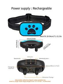 新款宠物止吠项圈，智能自动识别训练狗狗，电击止吠，可充电止吠项圈，人性化设计，操作简便，可调节尺寸，适合中小型宠物，狗狗用品