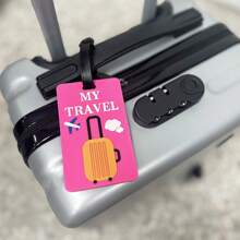 3 件套时尚字母设计行李标签套装，旅行配件包括行李箱 ID 地址夹、行李登机牌便携式标签袋，适用于学校学校配件学校用品旅行必备假期旅行箱配件 - 彩色 - 查看 4