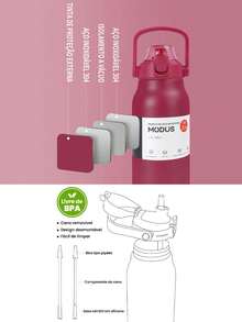 1700ml Stainless Steel Travel  Bottle With Vacuum Insulation White For Coffee Water With Handle Camping And Trail MODUS - Gỗ đỏ - Xem 5