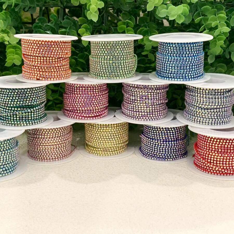 (5码/10码)银色AB钻、水晶钻密链、银钻、爪链、钻石链、钻石爪链、钻石装饰链、电泳链、电镀密爪钻石缝纫工艺链DIY、圣诞节和万圣节装饰、优雅简约身体链、钻石装饰链、 - 彩色 - 查看 1