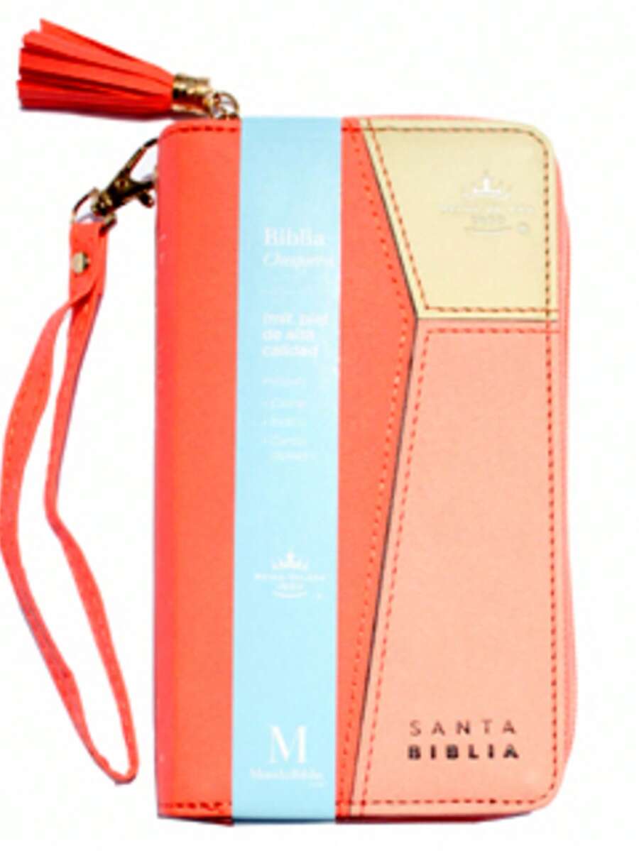 Biblia Chequera RV1960 Imit Piel Coral Y Beige Con Indice - Single Book - View 1