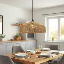 波西米亚编织灯罩 | 北欧风灯罩 | 极简风灯罩 | 家居餐厅装饰灯饰 (仅灯罩) - 棕色 - 查看 6