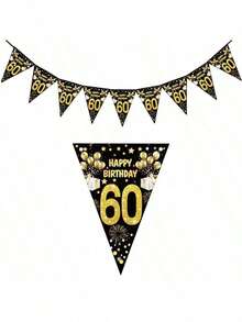 1pc Happy Birthday Paper Banners 18 21 30 40 50 60 70 80 90 Year Birthday Party Decorations Adult Black Gold Anniversary Party Supplies Photo Props ﻿,Christmas - Multicolor - View 12