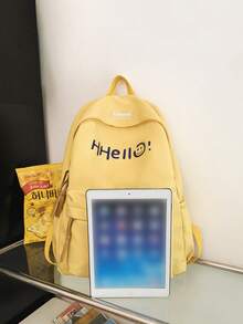 1 件经典基本款返校背包，字母印花书包，大容量学生包，带笔记本电脑隔层书包，旅行收纳，多种颜色可选，非常适合青少年/学生/毕业生，适合日常使用、外出、旅行、学校和返校 - 彩色 - 查看 4